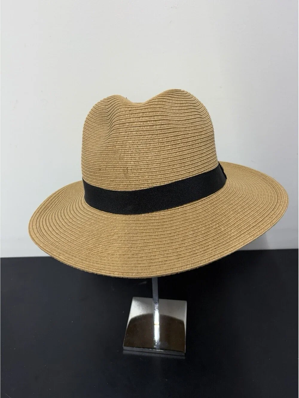Sunday Afternoons Havana Hat Fedora Style Tan Paper Straw Weave & Black Band